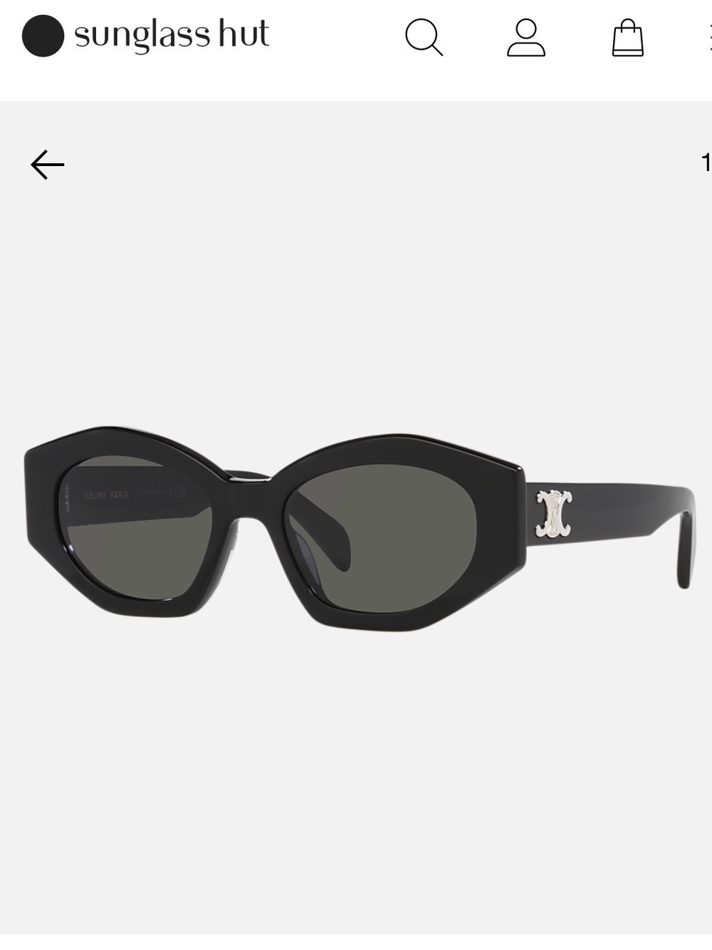 Celine Black Geometric Acetate Sunglasses with Silver Logo